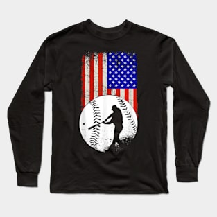 Baseball Team Gift Patriotic USA 4th of July Long Sleeve T-Shirt